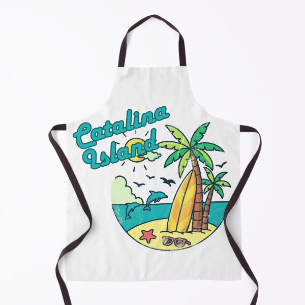 Item preview, Catalina Island Retro Vintage Beach — Surfboard Dolphins Palm Trees Distressed Souvenir Art designed and sold by DonnaRaine.