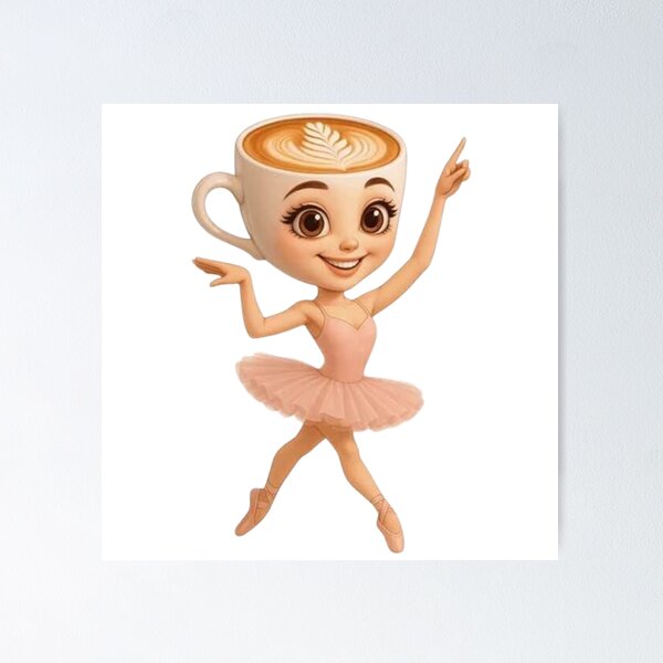 Item preview, Cute Coffee Cup Ballerina Dancing Cartoon designed and sold by A touch of creativity.