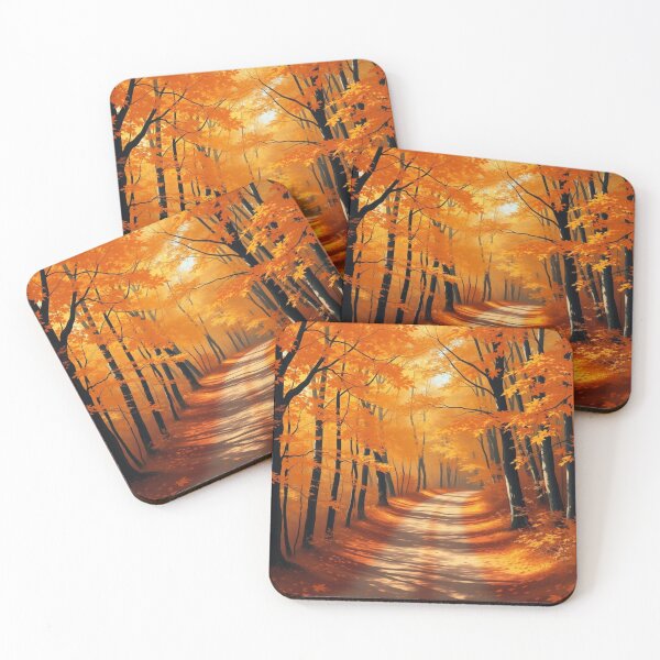 Item preview, Enchanted Autumn Forest Path in Golden Orange Light designed and sold by EllDAV777.