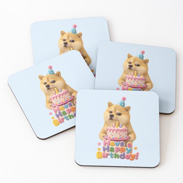 Item preview, Cute Birthday Dog Cake | Kawaii Shiba Meme Puppy Birthday Party Art designed and sold by Moons Studio.