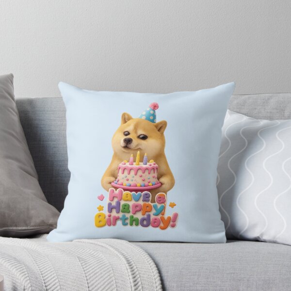 Item preview, Cute Birthday Dog Cake | Kawaii Shiba Meme Puppy Birthday Party Art designed and sold by Moons Studio.