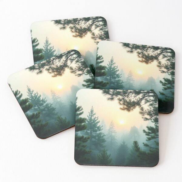 Item preview, Misty Pine Forest Sunrise | Serene Foggy Woodland Landscape designed and sold by EllDAV777.