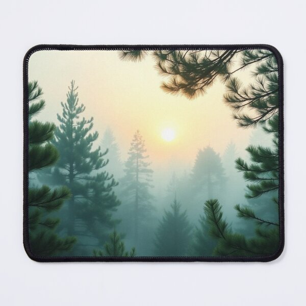 Item preview, Misty Pine Forest Sunrise | Serene Foggy Woodland Landscape designed and sold by EllDAV777.
