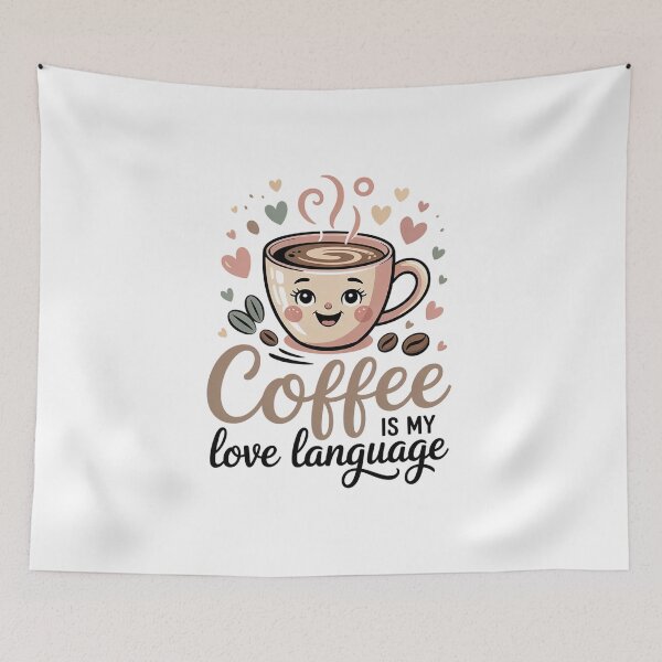 Item preview, Coffee Is My Love Language Cute Coffee Lover Kawaii Design designed and sold by Cool-cat-art.