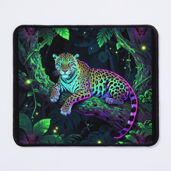 Artikelvorschau, Neon Jungle Leopard Glowing Wildlife Art entworfen und verkauft von DervoTeck2767.