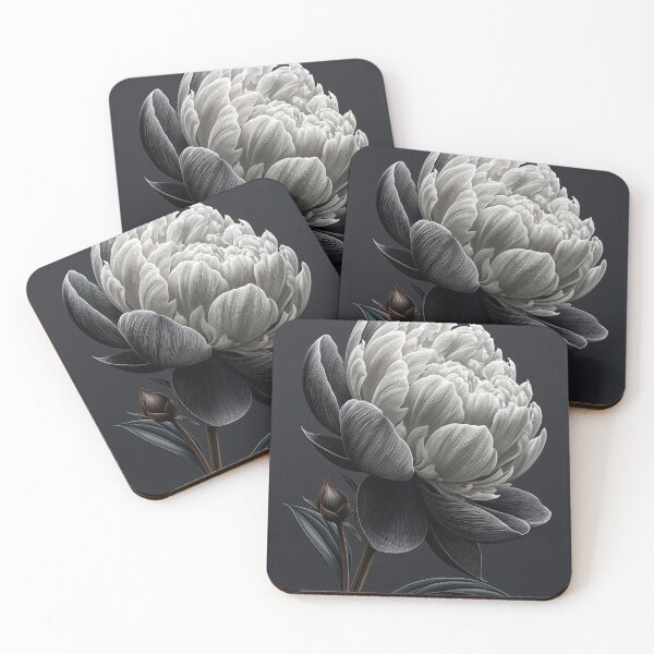 Item preview, Elegant Monochrome Peony - Minimalist Fine Art Illustration designed and sold by SlowRegardArt.