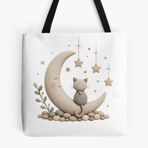Item preview, Moonlit Cat Pebble Art Shirt | Cute Cat on Crescent Moon | Cozy Minimalist Cat Lover Aesthetic Tee designed and sold by PebbleMood.