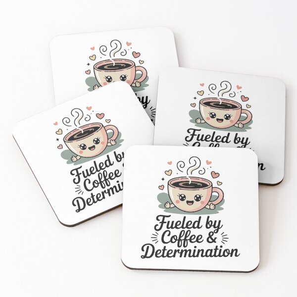 Item preview, Fueled by Coffee & Determination – Cute Motivational Coffee Lover Design designed and sold by Cool-cat-art.