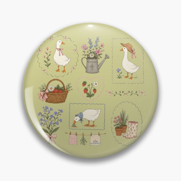 Item preview, Coquette Goose Cottagecore Floral Gardening Strawberry Bow Pattern designed and sold by bosamji.