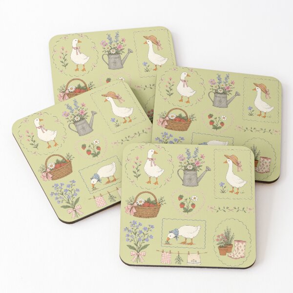 Item preview, Coquette Goose Cottagecore Floral Gardening Strawberry Bow Pattern designed and sold by bosamji.