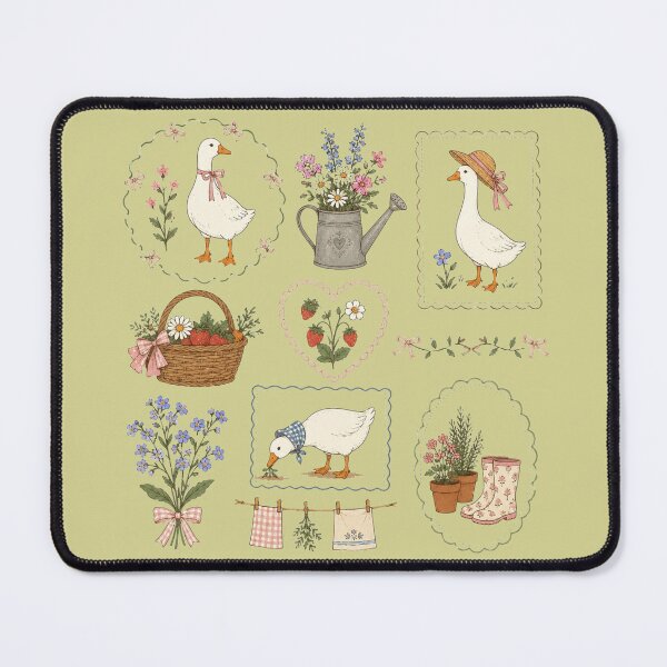 Item preview, Coquette Goose Cottagecore Floral Gardening Strawberry Bow Pattern designed and sold by bosamji.