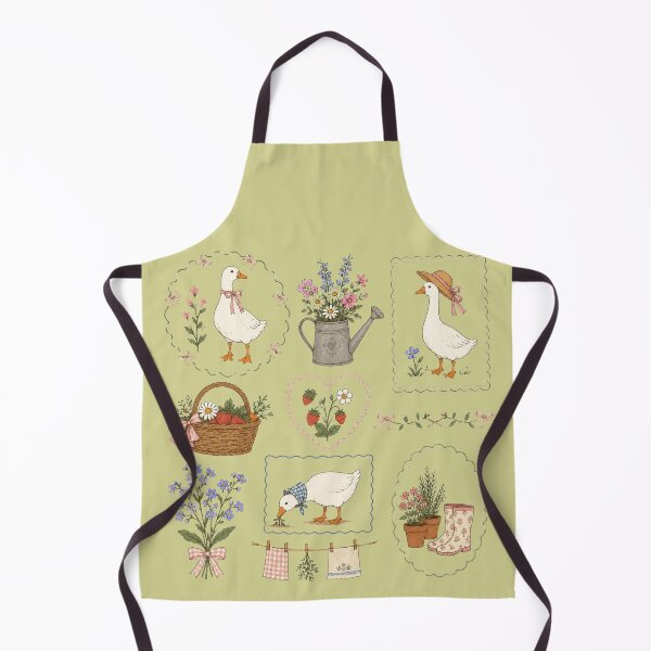 Item preview, Coquette Goose Cottagecore Floral Gardening Strawberry Bow Pattern designed and sold by bosamji.