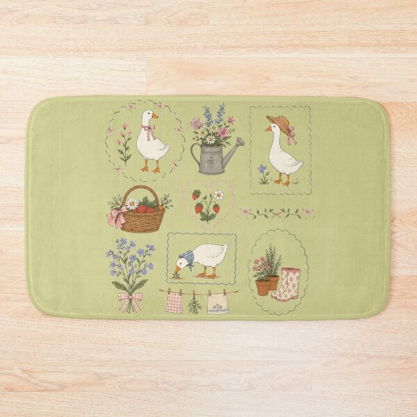 Item preview, Coquette Goose Cottagecore Floral Gardening Strawberry Bow Pattern designed and sold by bosamji.