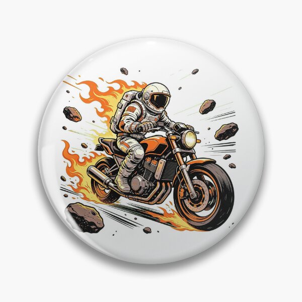 Item preview, Astronaut Riding Motorcycle in Space with Asteroid and Fire Flames designed and sold by TeyArtWork.