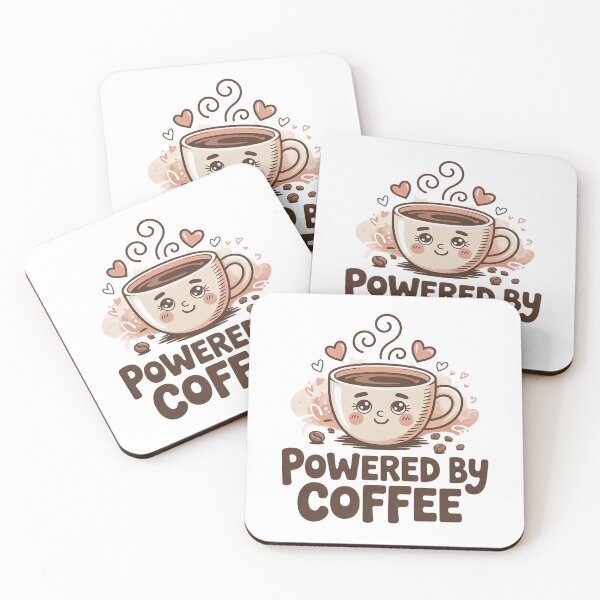 Item preview, Powered by Coffee – Cute Kawaii Coffee Lover Design designed and sold by Cool-cat-art.