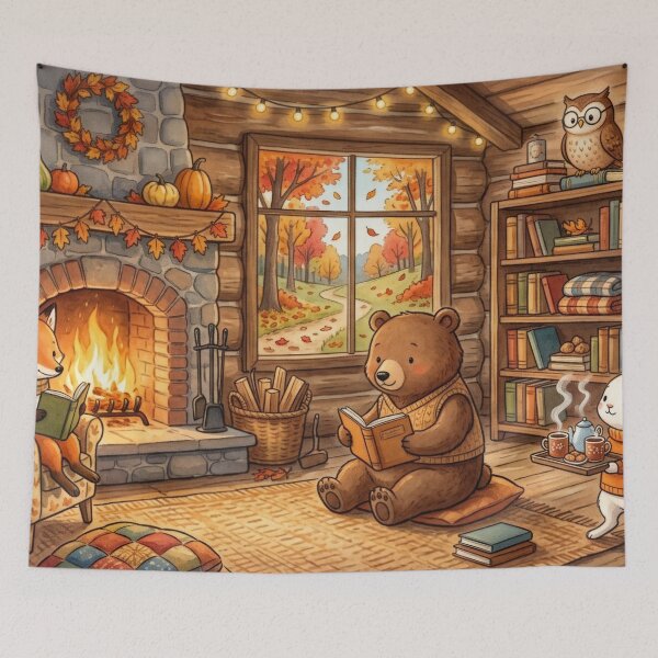 Item preview, Cabin Reading Evening designed and sold by Thalora Store.