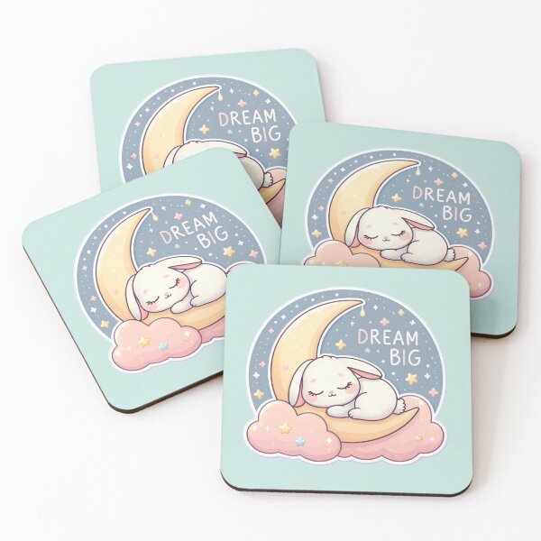 Item preview, Dream Big Sleeping Bunny Sticker| Cute Kawaii Rabbit on Moon Design designed and sold by carestazafeli.