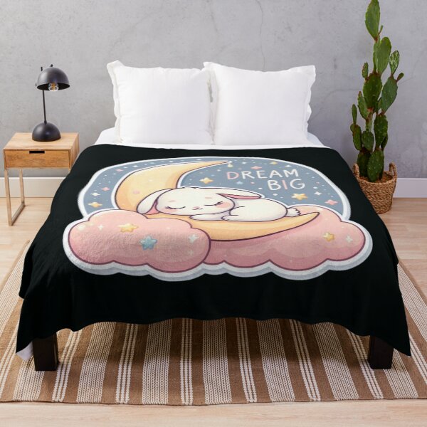 Item preview, Dream Big Sleeping Bunny Sticker| Cute Kawaii Rabbit on Moon Design designed and sold by carestazafeli.
