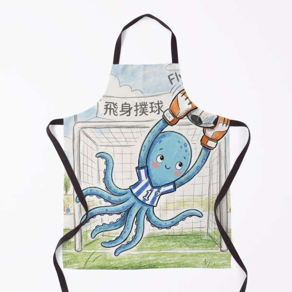 Item preview, Cute Octopus Goalkeeper Flying Save Soccer Illustration designed and sold by TaiwanMemory.