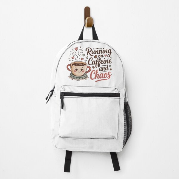 Item preview, Running on Caffeine and Chaos – Cute Coffee Lover Kawaii Design designed and sold by Cool-cat-art.