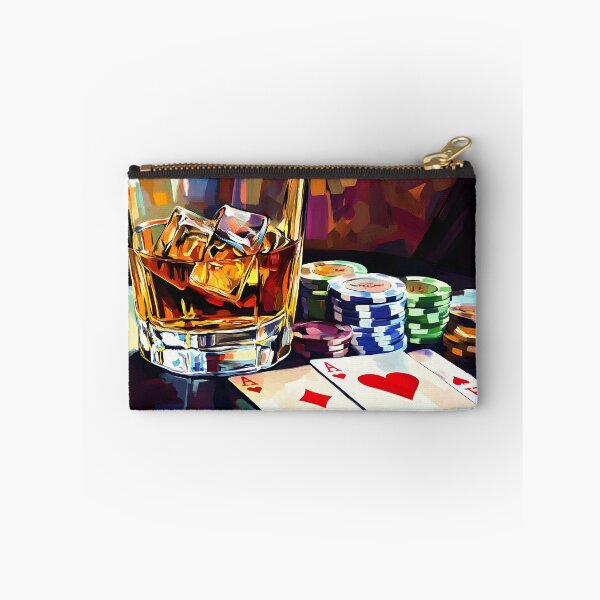 Item preview, Whiskey Cards and Midnight Stakes - A Lively Poker Table Filled with Risk Atmosphere and Neon Energy designed and sold by OlfactoART Studio.