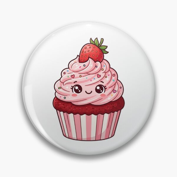 Item preview, Cute Fluffy Strawberry Cupcake Kawaii Art designed and sold by ajamzbox.