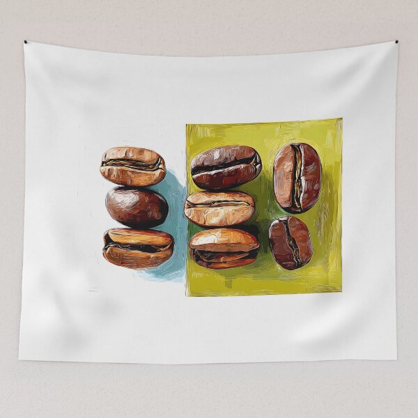 Item preview, Six Beans of Morning Ritual - Minimal Coffee Art with Bold Contrast and Contemporary Simplicity designed and sold by OlfactoART Studio.
