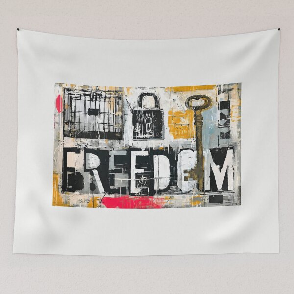 Item preview, Unlocking Freedom Through Color - Symbolic Keys Cages and Bold Expression in Contemporary Urban Art designed and sold by OlfactoART Studio.