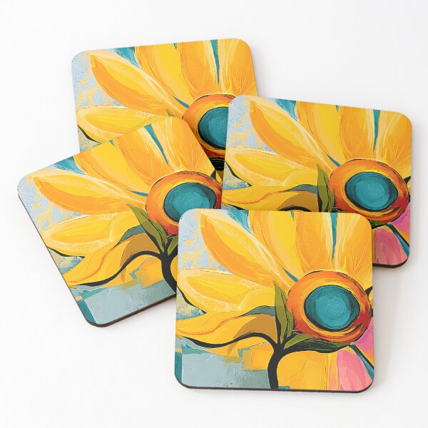 Item preview, Radiant Sunflower Awakening - Warm Golden Petals Surrounding a Brilliant Blue Heart of Color designed and sold by OlfactoART Studio.