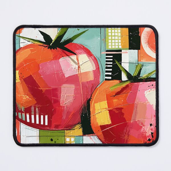 Item preview, Crimson Garden Rhythm - Twin Tomatoes Alive with Bold Geometry and Contemporary Color Expression designed and sold by OlfactoART Studio.
