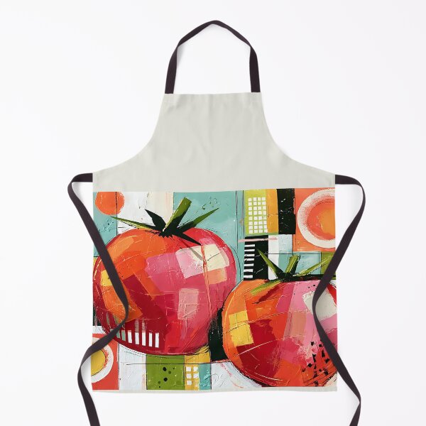 Item preview, Crimson Garden Rhythm - Twin Tomatoes Alive with Bold Geometry and Contemporary Color Expression designed and sold by OlfactoART Studio.