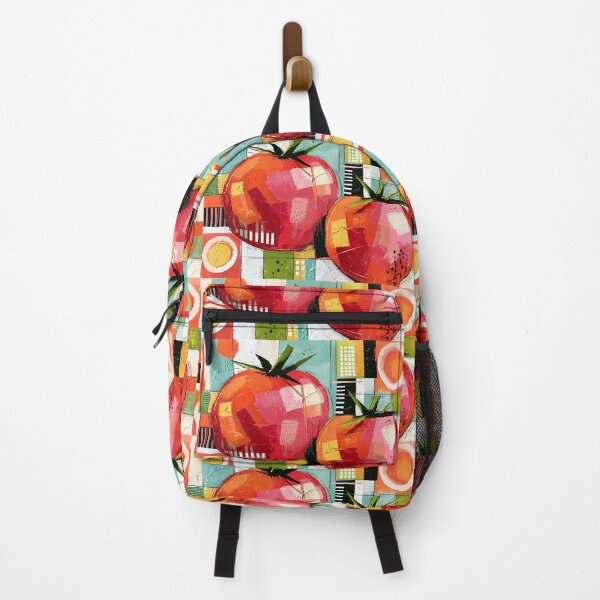Item preview, Crimson Garden Rhythm - Twin Tomatoes Alive with Bold Geometry and Contemporary Color Expression designed and sold by OlfactoART Studio.
