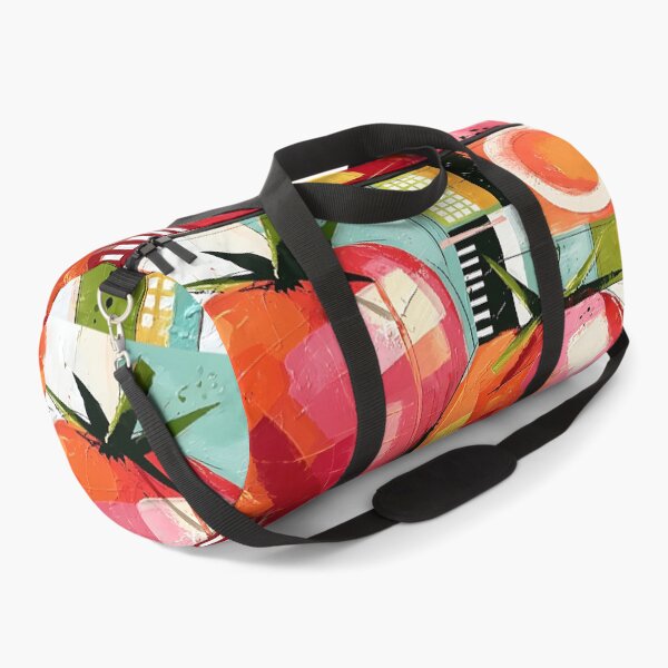 Item preview, Crimson Garden Rhythm - Twin Tomatoes Alive with Bold Geometry and Contemporary Color Expression designed and sold by OlfactoART Studio.