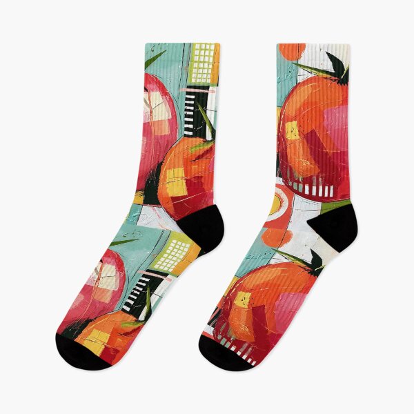 Item preview, Crimson Garden Rhythm - Twin Tomatoes Alive with Bold Geometry and Contemporary Color Expression designed and sold by OlfactoART Studio.