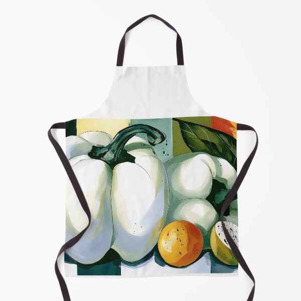 Item preview, Organic Still Life in Warm Geometry - White Bell Peppers and Citrus in a Vibrant Modern Arrangement designed and sold by OlfactoART Studio.