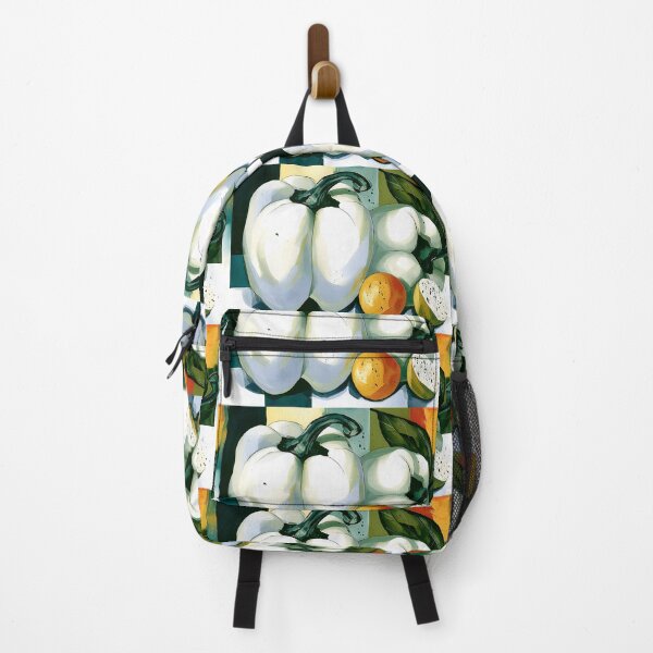 Item preview, Organic Still Life in Warm Geometry - White Bell Peppers and Citrus in a Vibrant Modern Arrangement designed and sold by OlfactoART Studio.