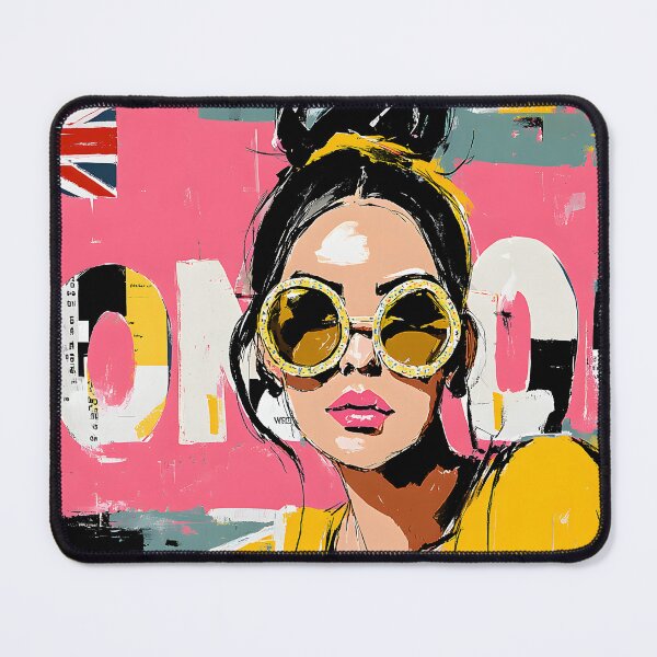 Item preview, London Street Glamour - Fashionable Woman in Sunglasses Against Vibrant Urban Graffiti Energy designed and sold by OlfactoART Studio.