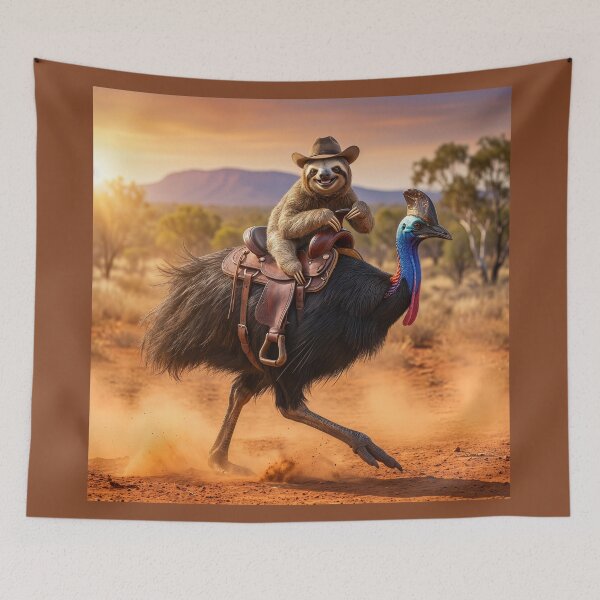 Item preview, Sloth Rides a Cassowary designed and sold by Tridentulus.