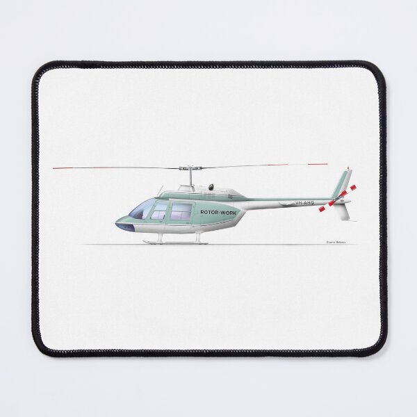 Item preview, BELL 206A JETRANGER VH-AHQ ROTOR WORK 1970 designed and sold by Grubby Fingers Aircraft Illustration.