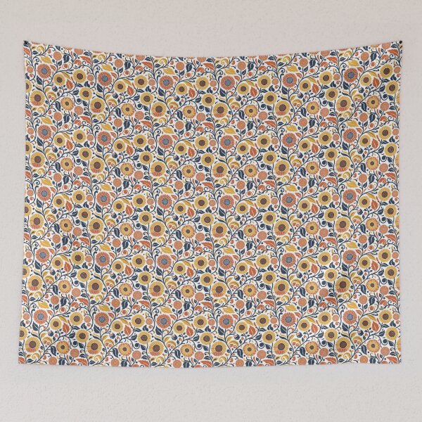 Item preview, Minimalist Folk Sunflower Line Art Pattern designed and sold by VelloomStore.
