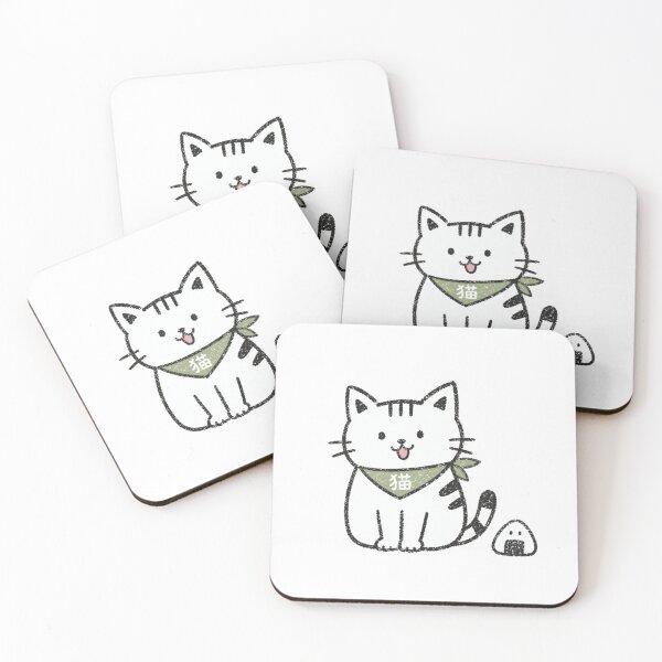 Item preview, Cute Doodle Cat with Rice Ball - Kawaii Japanese Hand-Drawn Art designed and sold by WabiSabiArts.