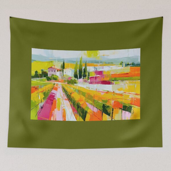 Item preview, Tuscan Dreams in Bold Brushstrokes - Cypress Trees Rolling Fields and Vibrant Mediterranean Light designed and sold by OlfactoART Studio.