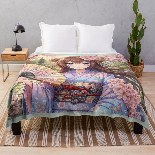 Item preview, Sakura Blossom Anime Girl Japanese Kimono Art designed and sold by CozyHavenStudio.