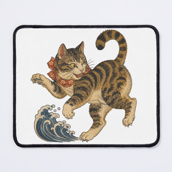 Item preview, Playful Tabby Cat Ukiyo-e Japanese Woodblock Print - Vintage Cat Art designed and sold by WabiSabiArts.