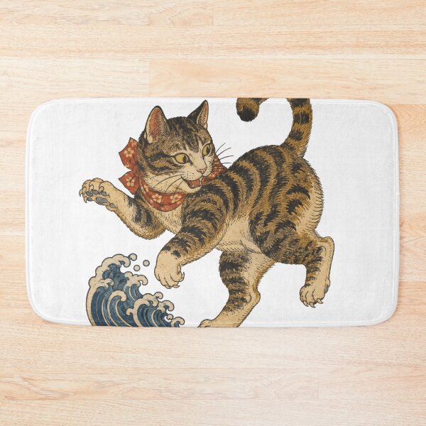 Item preview, 　Playful Tabby Cat Ukiyo-e Japanese Woodblock Print - Vintage Cat Art designed and sold by WabiSabiArts.