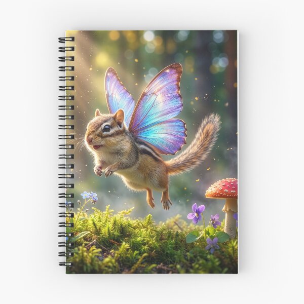 Item preview, Chipmunk Fairy Flies Between Amanita Mushrooms designed and sold by Tridentulus.
