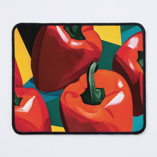 Item preview, Red Pepper Reflections - Glossy Harvest Forms Against Bold Geometry and Vibrant Contemporary Color designed and sold by OlfactoART Studio.