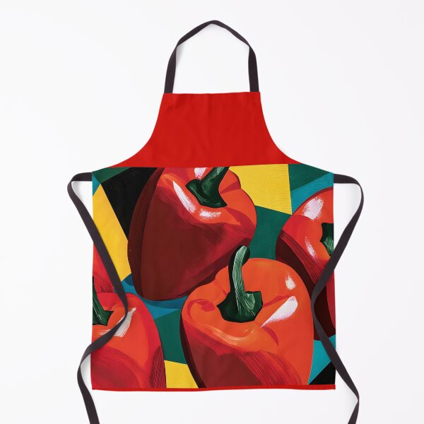 Item preview, Red Pepper Reflections - Glossy Harvest Forms Against Bold Geometry and Vibrant Contemporary Color designed and sold by OlfactoART Studio.