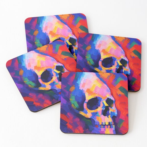 Item preview, Neon Abstract Skull Painting Wall Art Print designed and sold by RamyGallery.