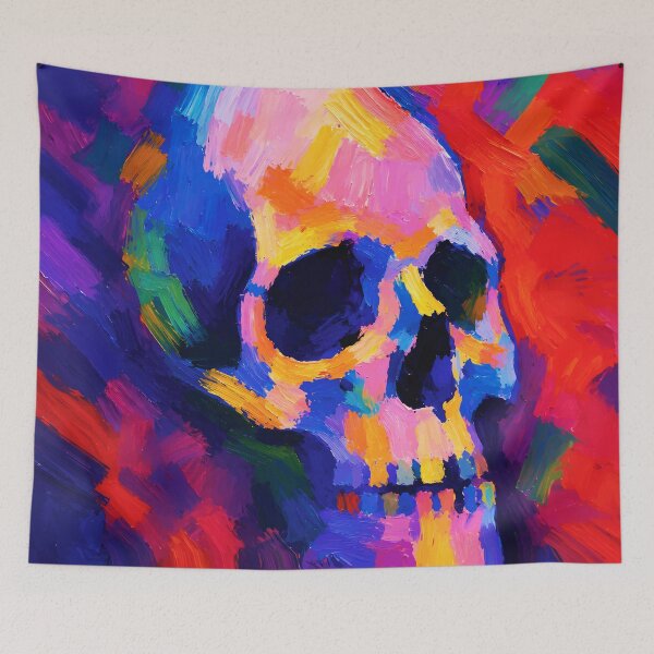 Item preview, Neon Abstract Skull Painting Wall Art Print designed and sold by RamyGallery.